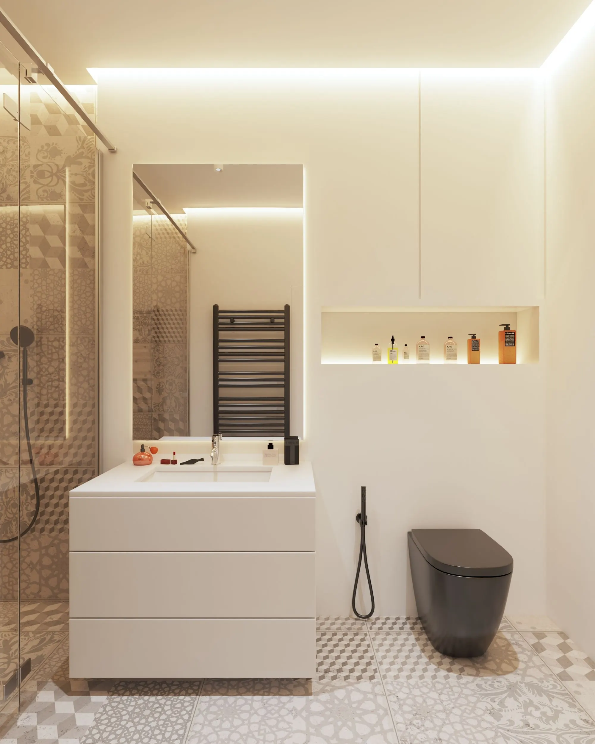 Ensuite with a lit shower niche